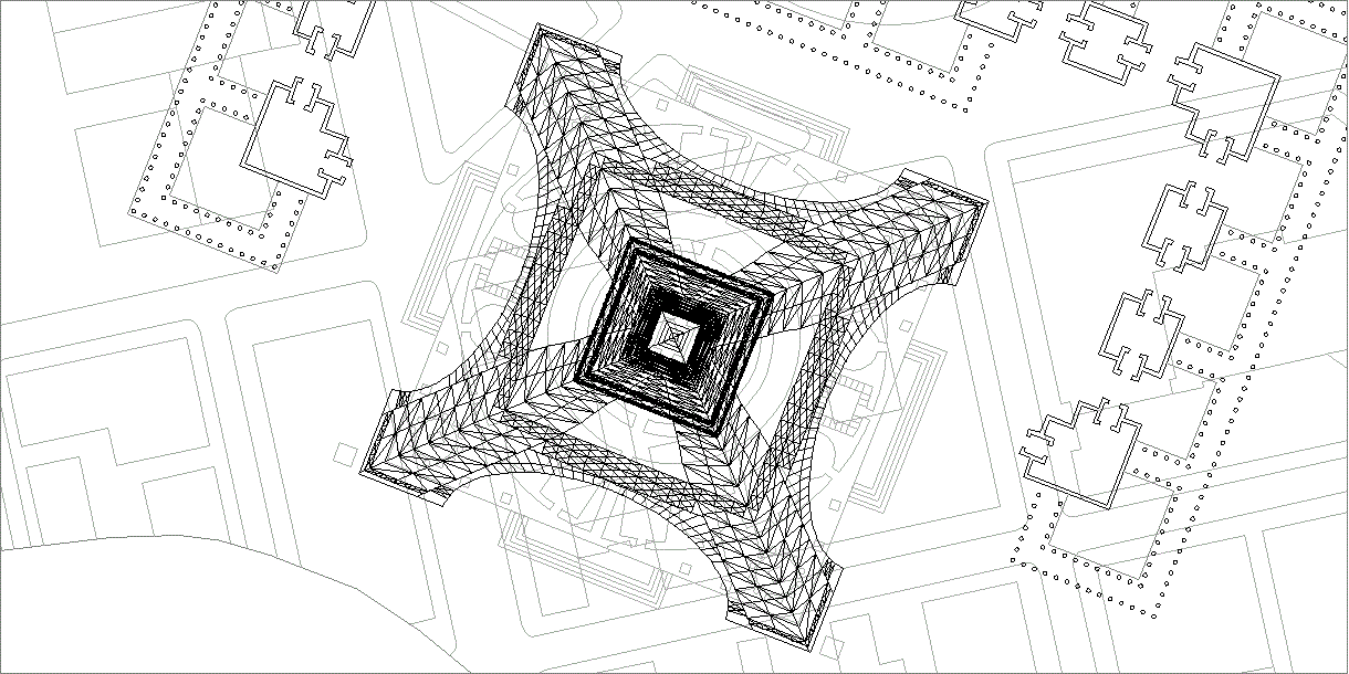 Architectural Eiffel Tower Plan And Elevation